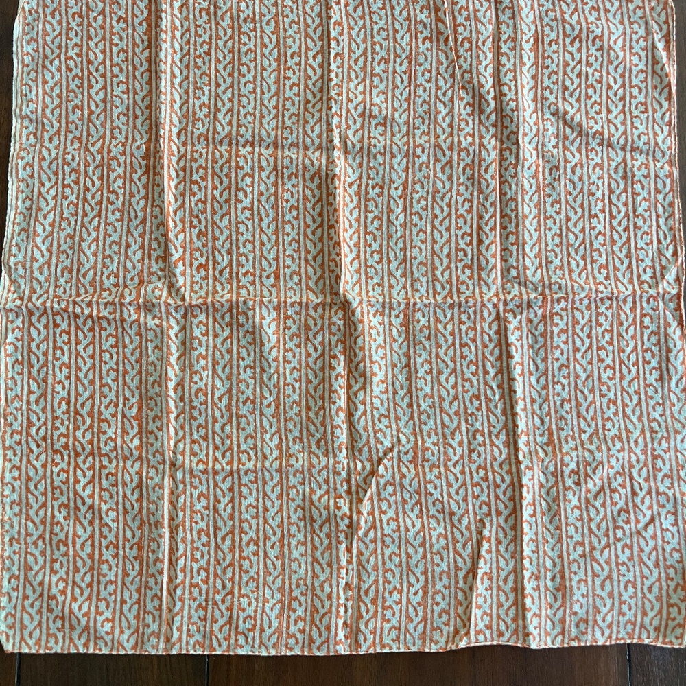 Vintage Cotton Orange & Cream Scarf from India - Picture 6 of 6